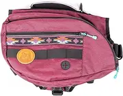 Widlerdog Dog Backpack with Built in Harness and Back-Mounted D-Ring Leash Attachment, Handle, Two Saddlebags with 4 Total Pockets, Built in Poop Bag Dispenser (Huckleberry, Small)
