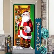 Christmas Door Banner- Christmas door frames, decorated Santa Claus door frames, logo banner doors for indoor decoration, Christmas flag hanging outdoor decoration