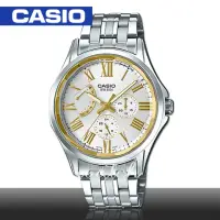 在飛比找momo購物網優惠-【CASIO 卡西歐】送禮首選_不鏽鋼錶帶_羅馬數字_三眼顯