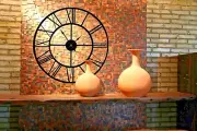 Black Large Wall Clock Metal Roman Numerals Black Industry Wall Clock