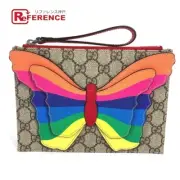 Gucci 550781 Butterfly Bag Pouch With Strap Gg Supreme Clutch Beige Ladies Used