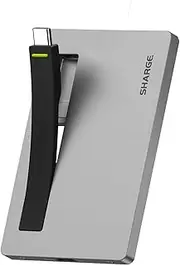 SHARGE Disk Plus M.2 NVMe SSD Enclosure, 10Gbps Dual USB C 3.2 External Enclosure with 100W Built-in Cable, 0.24 inch up to 4TB Storage 2230 2242 2280 SSDs for MacBook, iPhone 16 (SSD not Included)