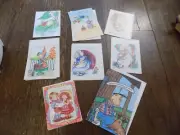 Vtg Lot 8 Little Helpers Good Samaritans Little Children Get Well Cards Raccoons