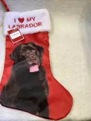 DOG STOCKING RED WITH WHITE "I LOVE MY LABRADOR" 18 IN NEW WITH TAG