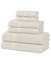 Superior Juno Medium Weight Checkered Border 6pc Towel Set