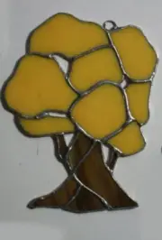 Fall Tree Stained Glass Hanging Window SunCatcher Wall Art Piece