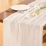 6Pcs Ivory White Easter Cheesecloth Table Runner Boho Rustic Gauze 120 Inch 10FT