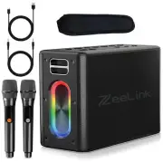 Zeelink Karaoke Machine w/ Wireless Microphones, 150W Portable Bluetooth Speaker