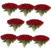 pcs Artificial Roses in Bulk Fake Silk Roses with Stem Realistic Roses 100 Red