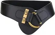 [Diyafas] Wide Belt for Women Leather Waist Belt Elastic Belt for Dresses Coats
