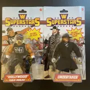 WWE Hulk Hogan with nWo TItle Belt & The Undertaker Superstars MOC Figures, WWF