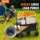 Collapsible Folding Beach Wagon Cart 350lbs Capacity All Terrain Wheels Drink