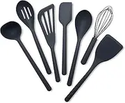 GreenPan Silicone 7 Piece Cooking Utensil Set, Ladle, Turners, Spatula, Spoons, Whisk, Flexible Nonstick Kitchen Tools Rigid Steel Core, Heat-Resistant, Anti-Slip Handle BPA-Free Dishwasher Safe, Gray