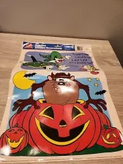 Vintage Lonney Tunes Halloween Static Window Cling Taz, Sylvester, & Tweety Bird