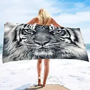 1PC Large Thick Bath Shower Towels 3D White Tiger Design Cotton Beach Towel for Women Men Travel Swimming Yoga Blanket