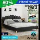 ALFORDSON Bed Frame Double Size Upholstered Platform Base Leather Black TANIA