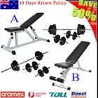 Adjustable Fitness Workout Weight Bench with Barbell and Dumbbell Set Home Gym
