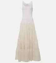 [Gabriela Hearst] Gabriela Hearst Pozas tiered linen maxi dress AU 10 white
