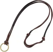 GORGECRAFT Leather Glasses Necklace Brown Cowhide Retro Cord Adjustable Hanging Loop Silver Round Ring Sunglasses Eyeglasses String