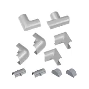 D-Line 9 Piece 30 x 15mm Silver Clip Over Cable Cover Bends Connectors Endcap