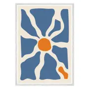 Galrie Stunning Bold Abstract Sun and Waves Art Print for Modern Interiors for Home, White Frame, A1 60 x 84cm (23 x 33inch)