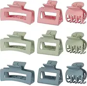 3 Style Hair Accessories for Women: Medium Rectangle Clips for Thick Hair, Square Clips for Thin Hair - 9 pcs Colorful Set