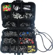 SHANGLIN 177pcs Fishing Accessories Kit Crank Hooks Weights Swivels Snaps Connectors Beads Fishing Tackle Box Set