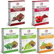 BRALCON Methi, Amla, Shikakai, Bhringraj, Hibiscus Powder Combo-500g (100g x 5 Pack) for Hair & Skin Care in seperate Packaging