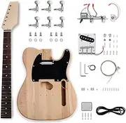 Fistrock DIY Electric Guitar Kit Beginner Kit 6 String Right Handed with Ash Body Hard Maple Neck Rosewood Fingerboard Chrome Hardware Build Your Own Guitar.