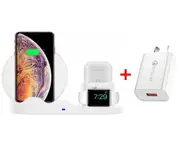 10W 3-in-1 Fast Charge Triple Wireless Charger for Apple (White) + 18W Qualcomm Charger Kit