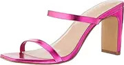 [The Drop] Women's Avery Square-Toe Two-Strap High Heeled Sandal,Rose Pink, 10
