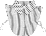 [GALPADA] Striped Detachable Fake Collar for Women White Ruffled Neck Blouse Versatile Fashion Accessory for Sweater Layering Comfortable All Day Wear for Ladies