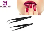 KADS 2pcs Elbow & Straight Black Nail Tweezers Nail Art Sticker Rhinestone Picker Manicure Nail Art Tool