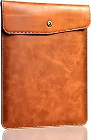 Genuine Leather Laptop Sleeve for 13 Inch MacBook Air M3 2024 M2 2022 M1 2020, Vertical Case for MacBook Pro M2 2022 M1 2020-2016, Brown