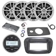JBL Marine Radio, Spa Bezel,Adapter, ANT,Amp w/Kit, 4x 6.5" 225W White Speaker