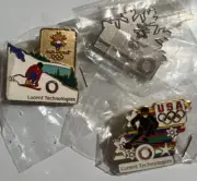 3 ~ SALT LAKE 2002. OLYMPIC GAMES PIN. LUCENT TECHNOLOGIES. SKIING. USA ~ NEW