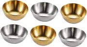 DINHEAROM 6pcs Stainless Steel Dipping Plates Seasoning Dish for Appetizers Suitable for Home Restaurant Camping and Picnics and Practical Design