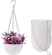 Foraineam 10 Pieces 6 Inch Hanging Planters, Garden Self-Watering Flower Plant Pot Container, Mini Succulent Planter Pots with Hanging Chain