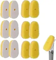 12Packs Dish Wand Sponge Refills for Scrub Daddy Dish Daddy - Replacement Heads for Dish Sponges, Non Scratch Dish Washing Scrubbers, Ideal for Kitchen Cleaning, Yellow (Only Sponge Heads)