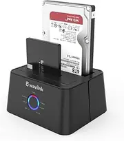 WAVLINK USB-C and USB 3.0 to SATA Dual Bay External Hard Drive Docking Station for All 2.5/3.5 Inch SATAⅠ/Ⅱ/ⅢSSD HDD, Support 2×8TB &UASP with Offline Clone/Backup Function