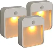 Mr. Beams MB720A Sleep Friendly Battery-Powered Motion-Sensing LED Stick-Anywhere Nightlight with Amber Color Light (3-Pack) White