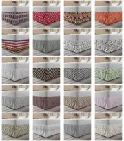 Ambesonne Geometry Theme Bedskirt Elastic Wrap Around Skirt Gathered Design