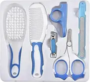 Baby Healthcare and Grooming Kit 6 PCS Hair Brush Comb Nail File Clipper Scissors Newborn Infant Shower Care Nursery Set Blue 6 PCS