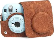 generic TYUANDOUER Protective Case for Fujifilm Instax Mini 12 Instant Camera, PU Leather Carry Case for Fuji Instax Mini 12 - Fuji Mini 12 Bag Cover with Strap - Embossed Pattern Brown