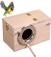 Parakeet Nesting Box, 19.5x12x12cm Natural Wood Bird Nest Breeding Box Cage, Small Bird House Breeding Box for Lovebirds, Budgie Lovebirds, Cockatiel, Parrots Mating, Aviary
