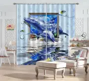 3D Dolphin 46 Blockout Photo Curtain Printing Curtains Drapes Fabric Window AU