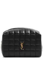 Saint Laurent Quilted Leather Cosmetics Pouch - Black ONE SIZE