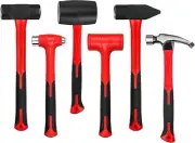 6-Piece Hammer Set with Ergonomic Fiberglass Handle & Mallet for All Projects