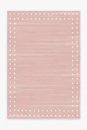 185' x 275' | Machine Washable Runner Rug | Kid & Pet Friendly | Indoor Rug | Dot Border Pink Rug | Ruggable