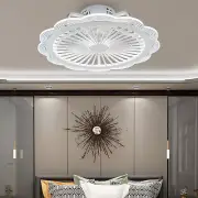 Dimmable LED Light Chandelier Modern Invisible 3 Speed Ceiling Fan Lamp W/Remote